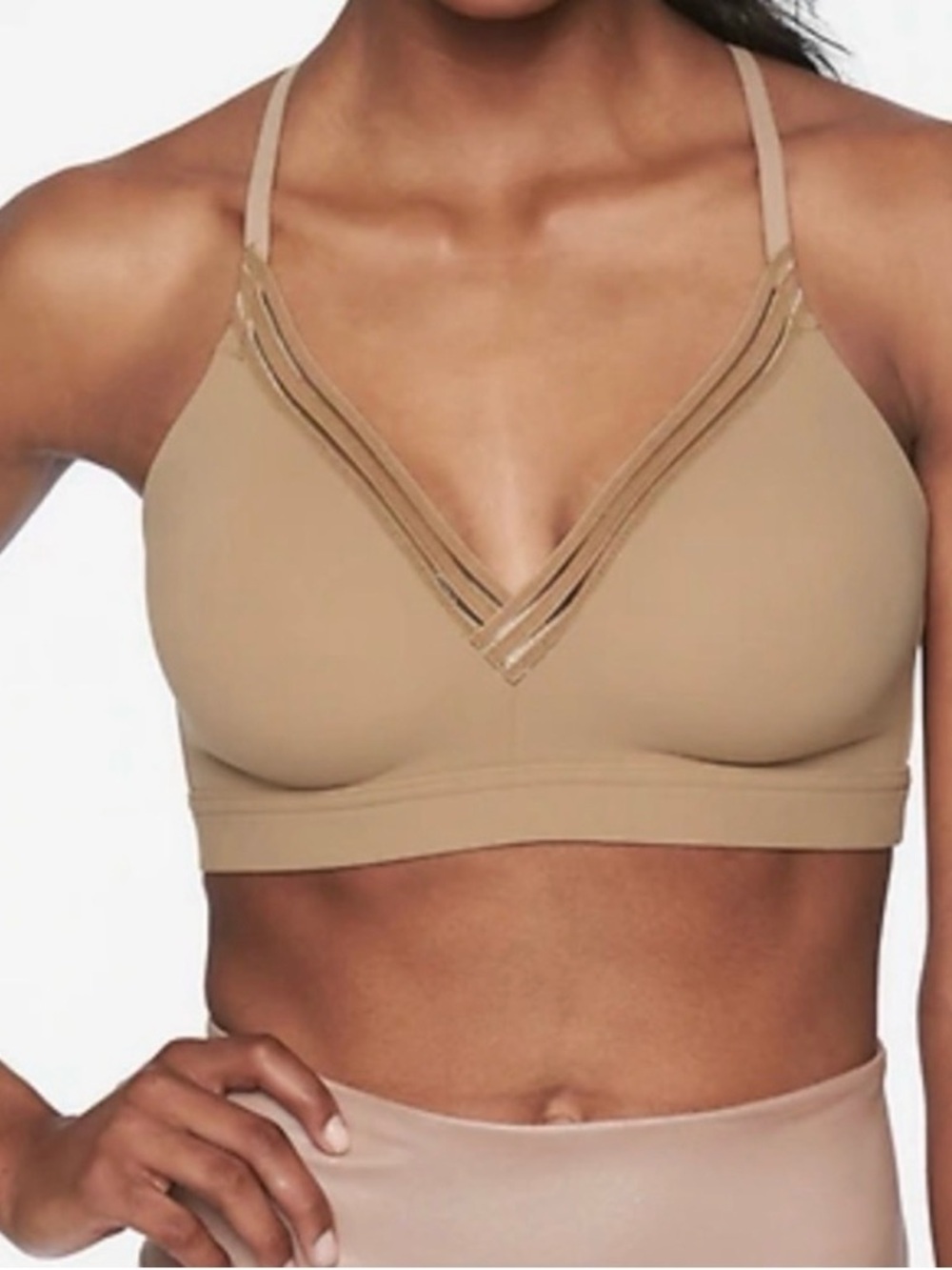 Athleta Power Vita discontinued T-Back Bra buttery soft, adjustable, cream color